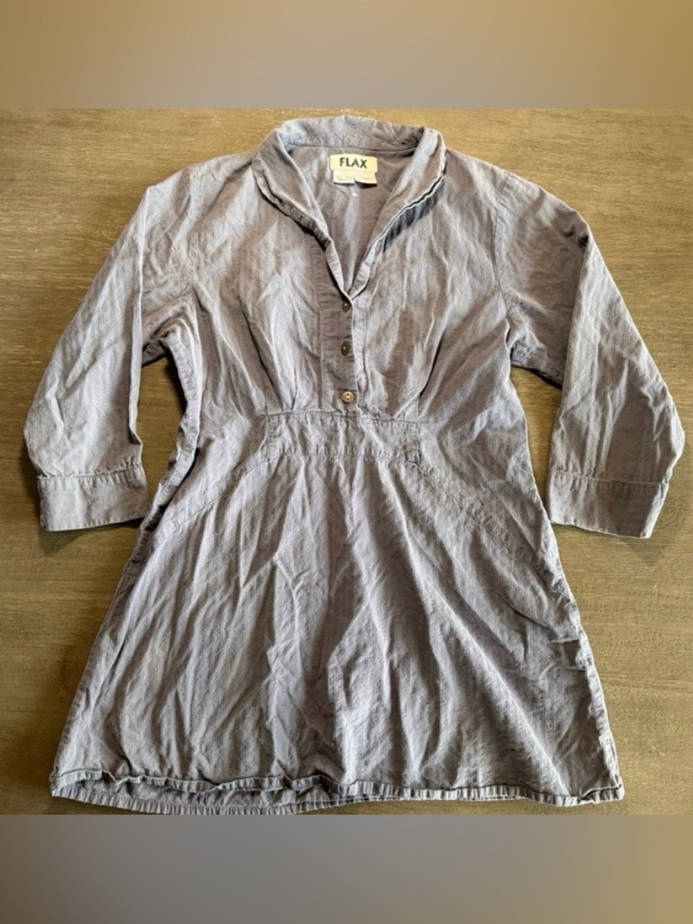 Flax Dusty Blue Tunic Mini Dress S Cotton